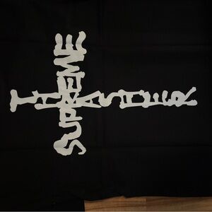 Supreme Black Tee with White Cross Graphic